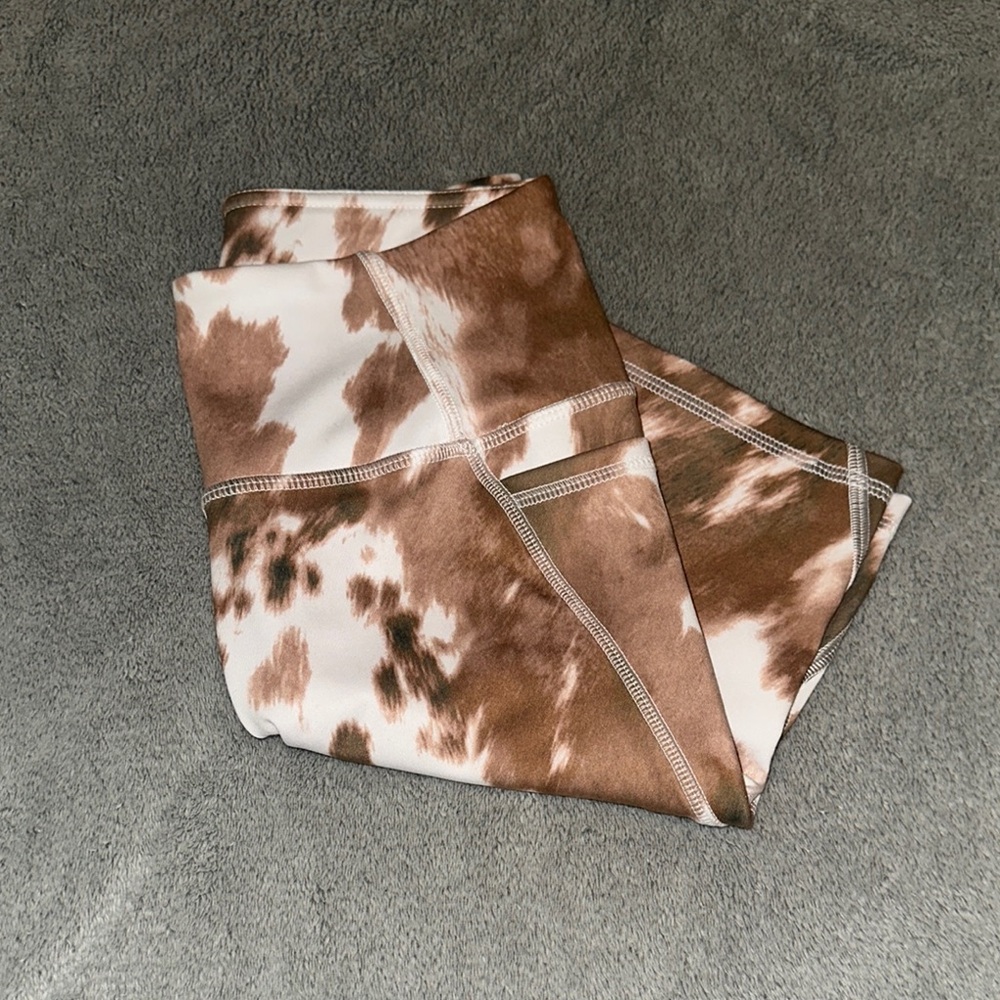 Brown and White Cow Print Biker Shorts